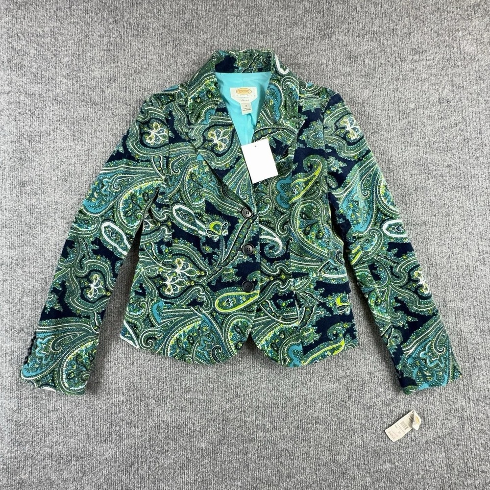 Talbots Petites Blazer Womens 2P Multicolor Velvet Paisley Lined Stretch Jacket